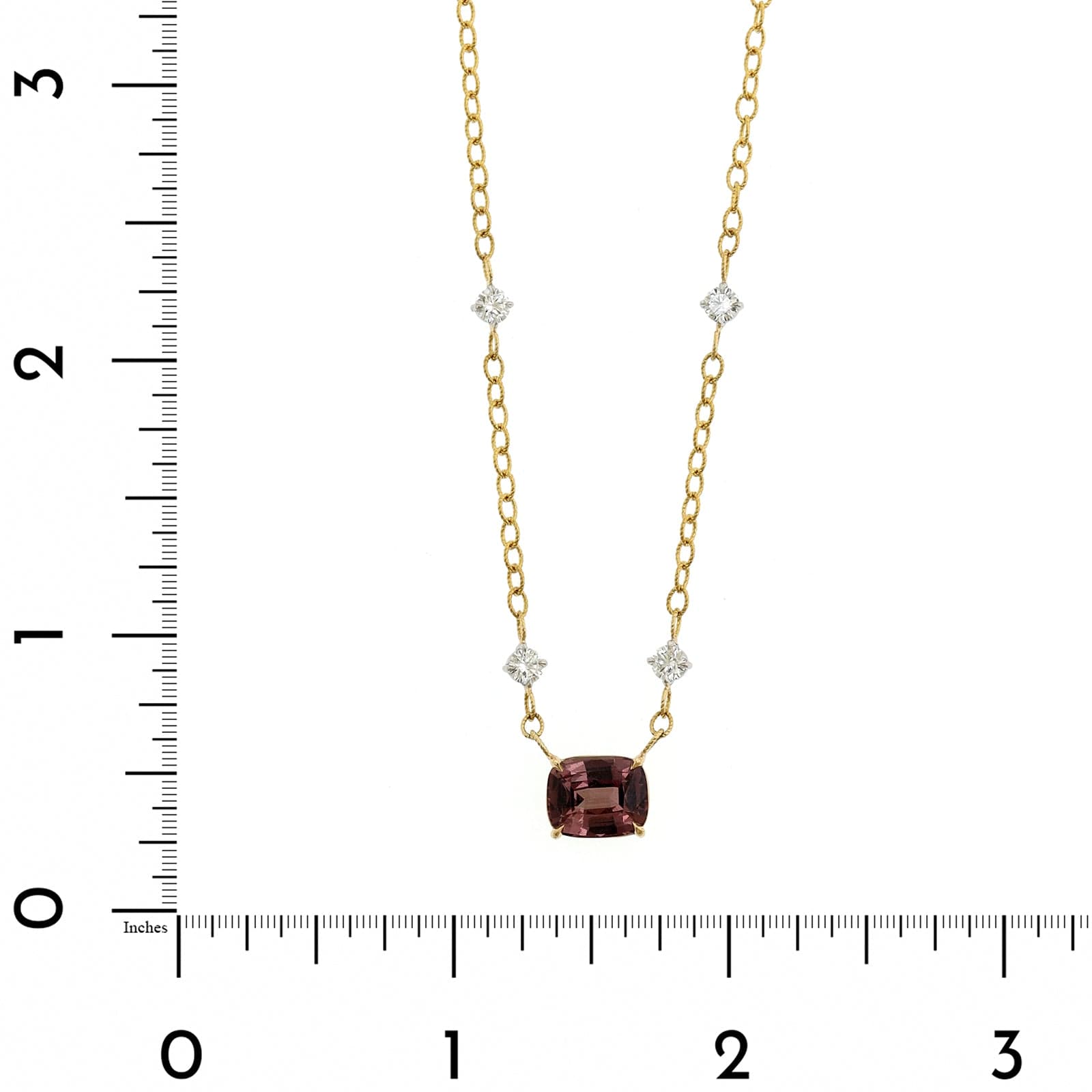 18K Yellow Gold Cushion Cut Sapphire and Diamond Pendant Necklace