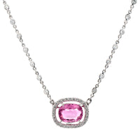Eclat Jewels Platinum Pink Sapphire and Diamond Pendant Necklace