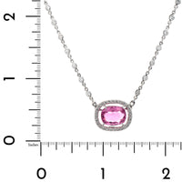 Eclat Jewels Platinum Pink Sapphire and Diamond Pendant Necklace