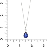 Platinum Pear Shaped Blue Sapphire and Diamond Pendant Necklace
