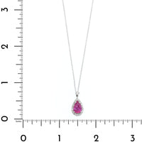 Platinum Pear Shaped Pink Sapphire and Diamond Halo Necklace