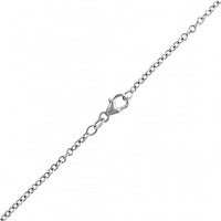 18K White Gold Oval  Blue Sapphire and Diamond Pendant Necklace