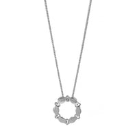 Platinum Oval Sapphire and Diamond Circle Pendant Necklace