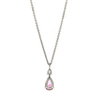 Platinum Pear Shaped Pink Sapphire and Diamond Pendant Necklace
