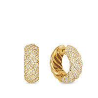 Sculpted Cable Hoop 18K Yellow Gold with Diamonds, 25mm