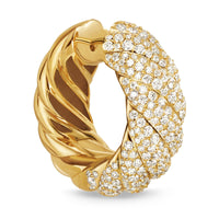 Sculpted Cable Hoop 18K Yellow Gold with Diamonds, 25mm