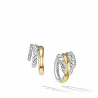 Mercer™ Multi Hoop Earrings in Sterling Silver with 18K Yellow Gold and Pavé Diamonds