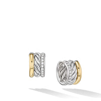 DY Mercer™ Huggie Hoop Earrings in Sterling Silver with 18K Yellow Gold and Pavé Diamonds