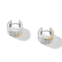 DY Mercer™ Huggie Hoop Earrings in Sterling Silver with 18K Yellow Gold and Pavé Diamonds