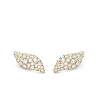 Petite Pavé Flute Stud Earrings in 18K Yellow Gold with Diamonds, 10.6mm
