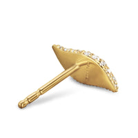 Petite Pavé Flute Stud Earrings in 18K Yellow Gold with Diamonds, 10.6mm