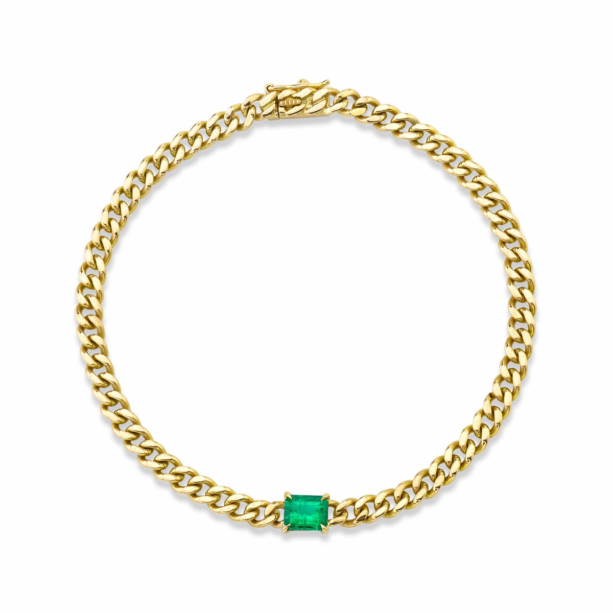 Anita Ko 18K Yellow Gold Emerald Center Cuban Link Bracelet