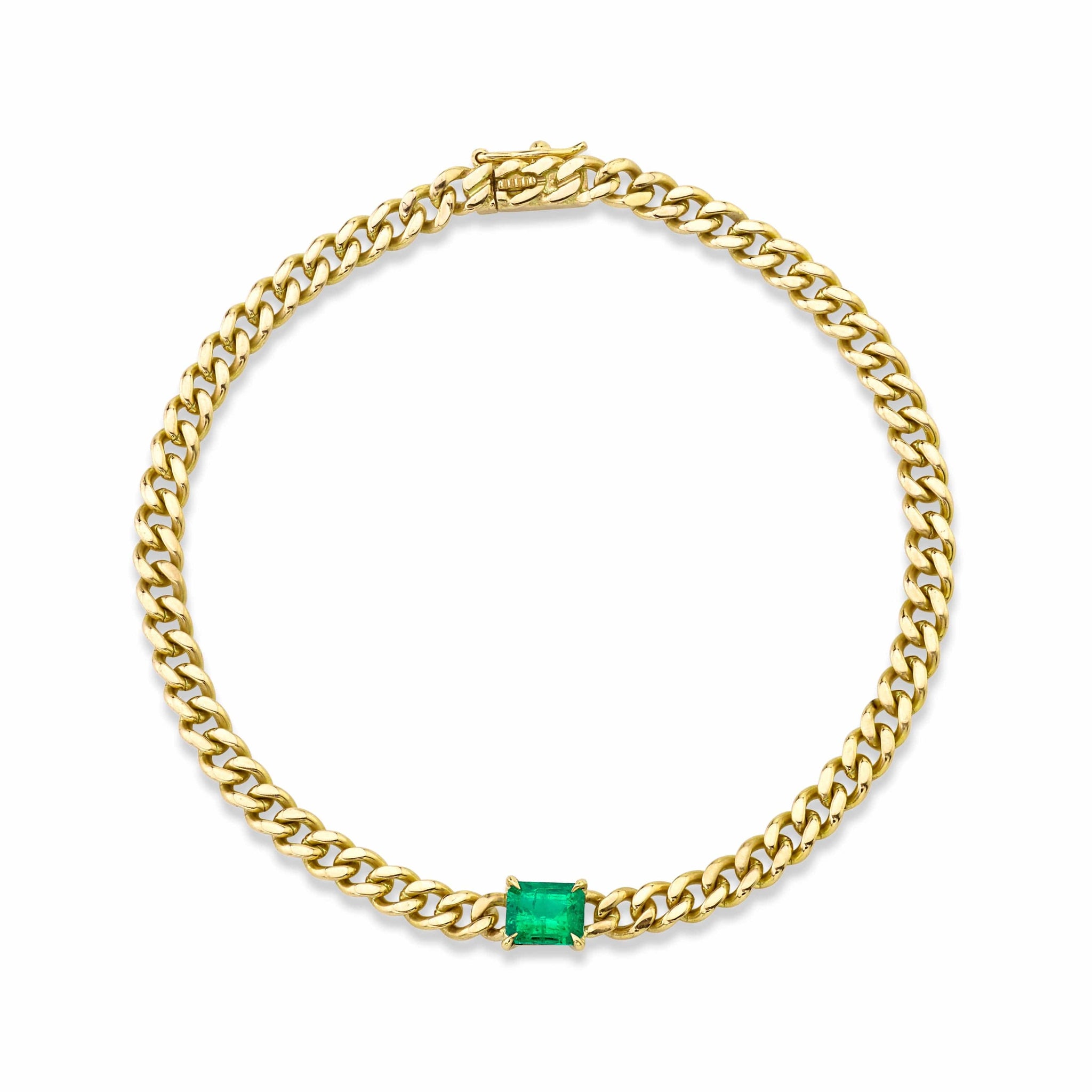 Anita Ko 18K Yellow Gold Emerald Center Cuban Link Bracelet