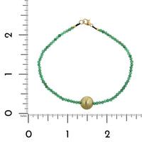 22K Yellow Gold Emerald Beaded Bracelet