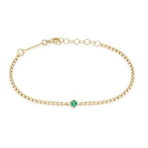 Zoe Chicco 14K Yellow Gold Floating Emerald Small Box Chain Bracelet