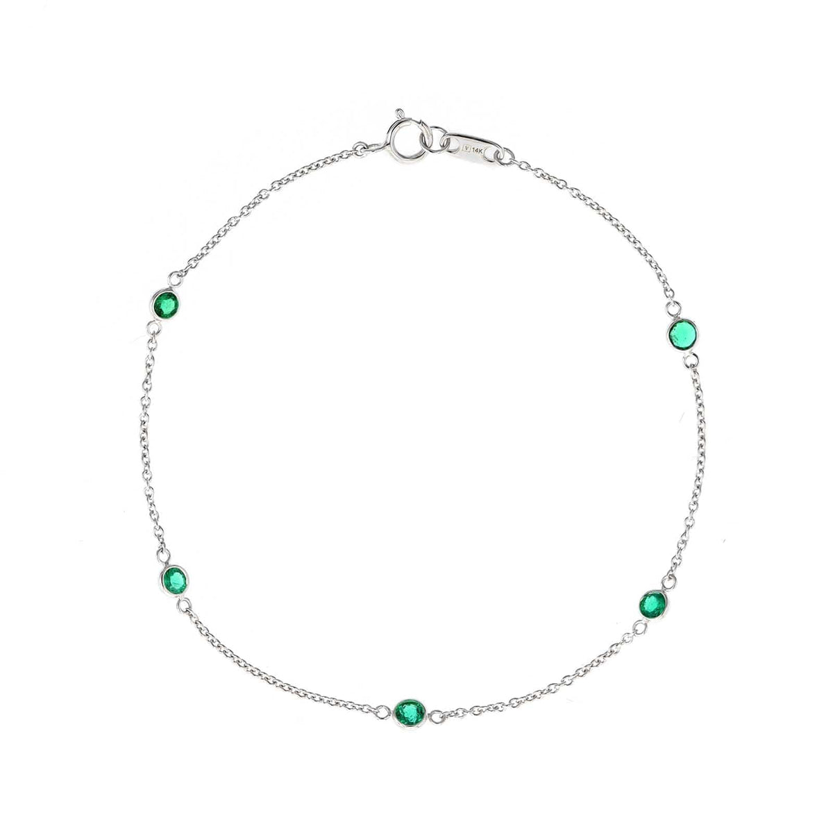 18K White Gold Bezel Set Emerald Bracelet