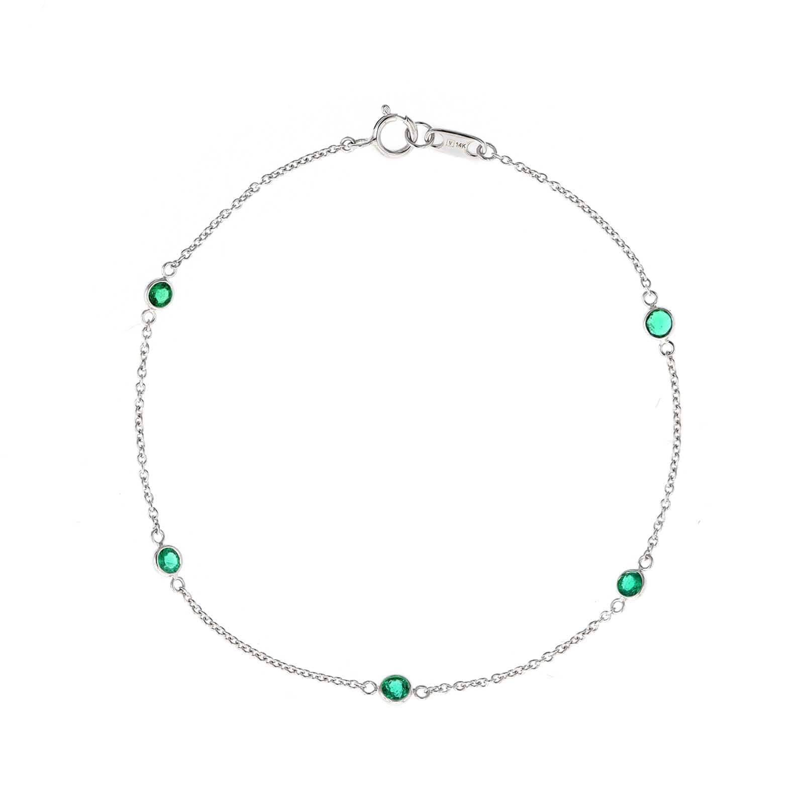 18K White Gold Bezel Set Emerald Bracelet