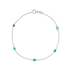 18K White Gold Bezel Set Emerald Bracelet