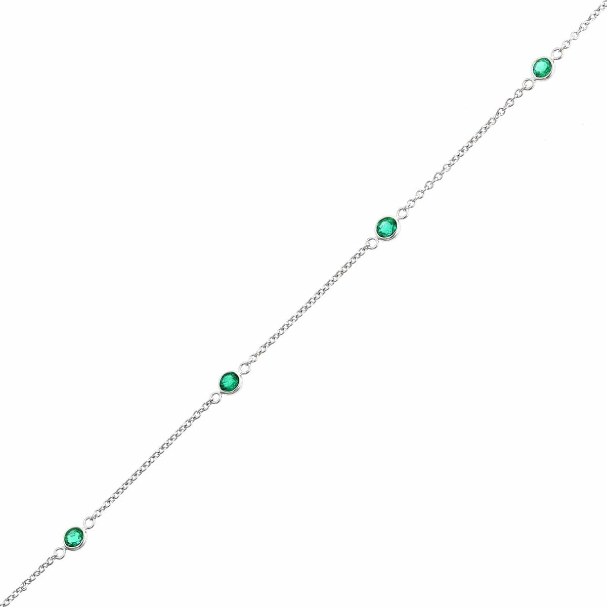 18K White Gold Bezel Set Emerald Bracelet