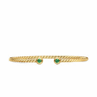 Micro Cablespira® Flex Round Bracelet 18K Yellow Gold with Emeralds, 2.6mm