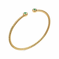 Micro Cablespira® Flex Round Bracelet 18K Yellow Gold with Emeralds, 2.6mm