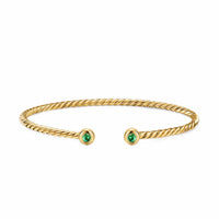 Micro Cablespira® Flex Round Bracelet 18K Yellow Gold with Emeralds, 2.6mm