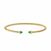 Micro Cablespira® Flex Bracelet 18K Yellow Gold with Emeralds, 2.6mm