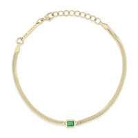 Zoe Chicco 14K Yellow Gold Emerald Herringbone Bracelet