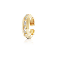 Sorellina 18K Yellow Gold Square Edged Hinged Baguette and Round Diamond Ear Cuff