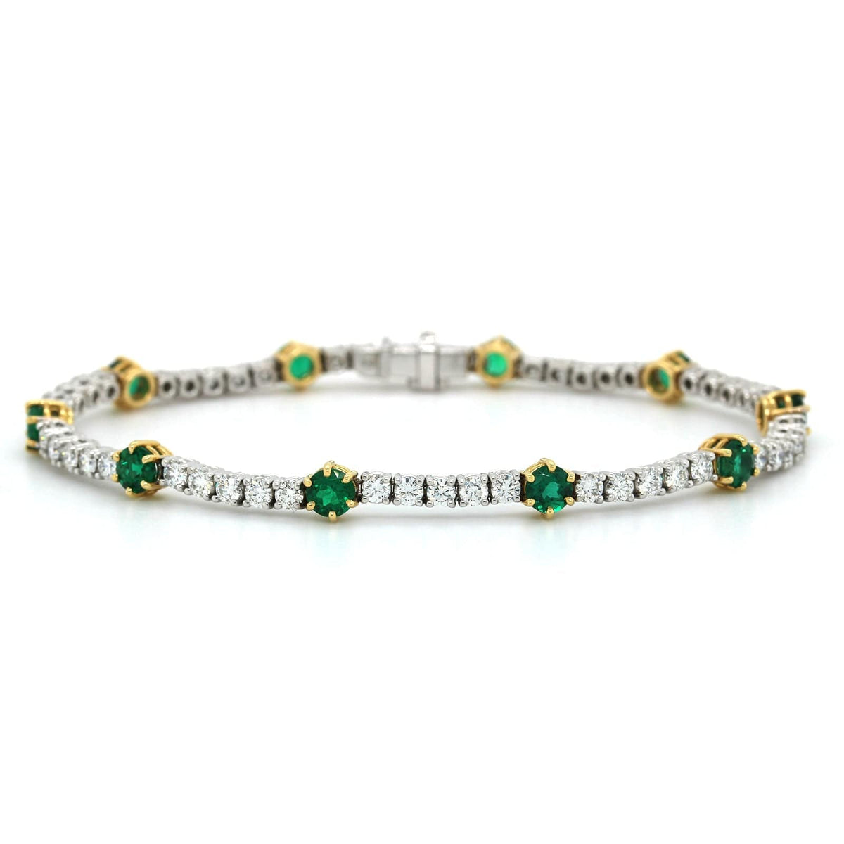 18K Two-Tone Emerald and Diamond Bracelet