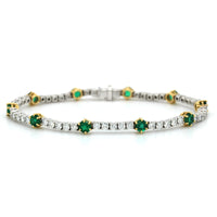 18K Two-Tone Emerald and Diamond Bracelet