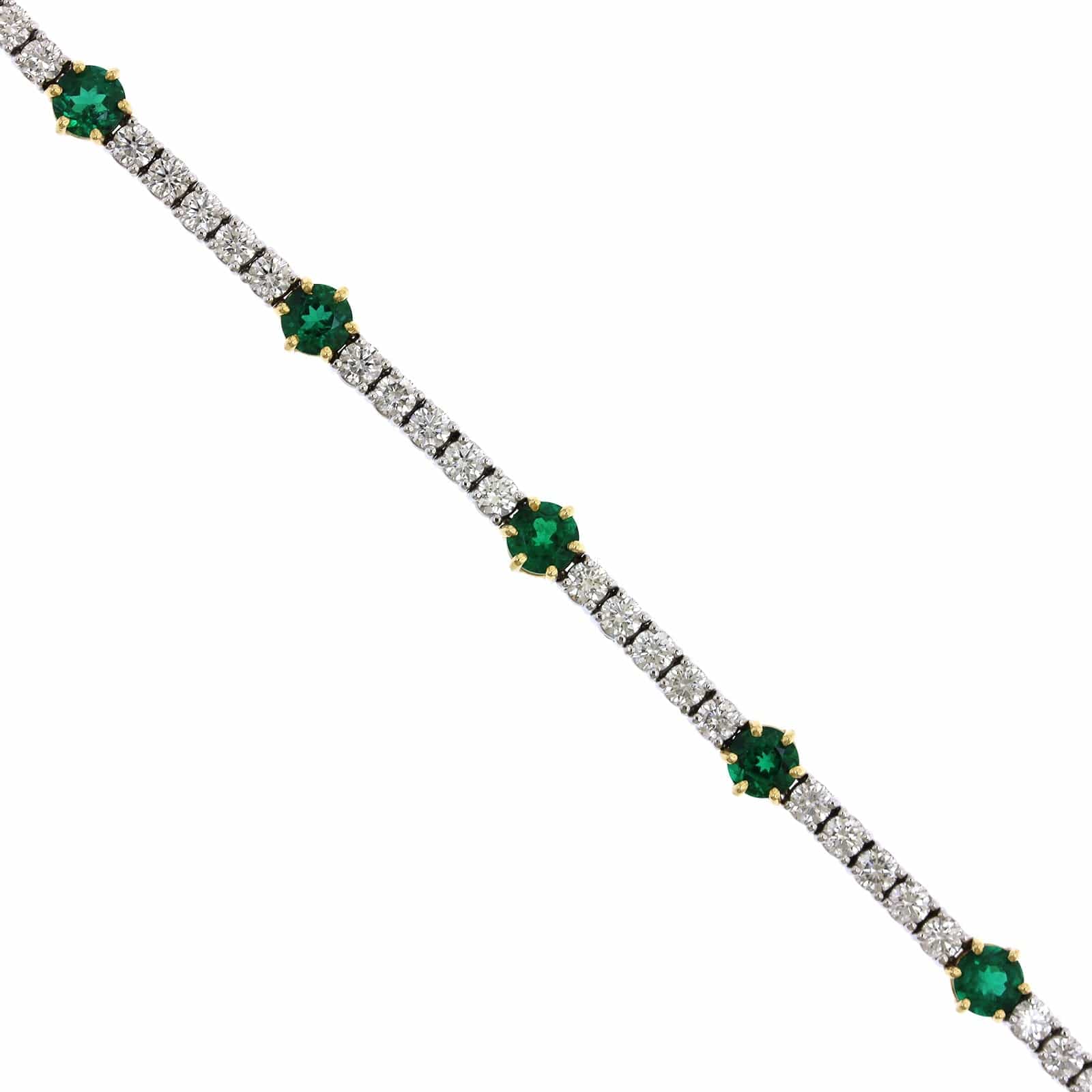 18K Two-Tone Emerald and Diamond Bracelet