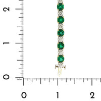 18K Yellow Gold Cushion Emerald and Diamond Tennis Bracelet
