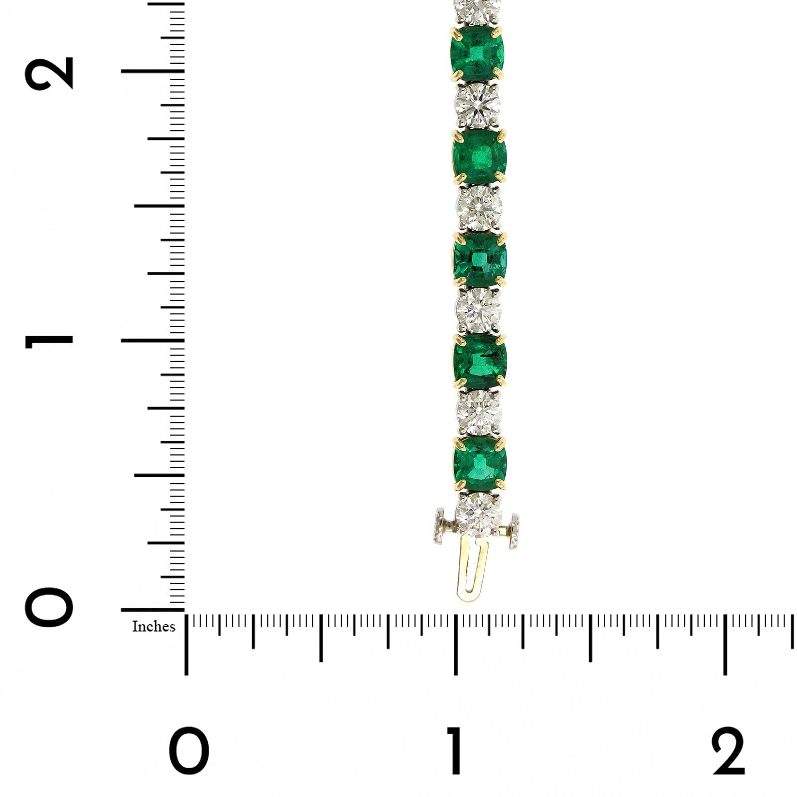 18K Yellow Gold Cushion Emerald and Diamond Tennis Bracelet