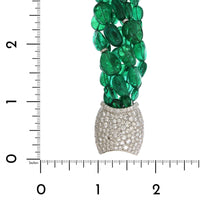 Eclat Jewels Platinum 7 Strand Emerald Bead Diamond Bracelet