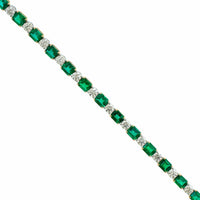 18K Two-Tone Alternating Emerald and Diamond Bracelet