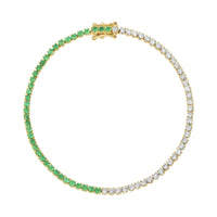 Anita Ko 18K Yellow Gold Half Diamond and Emerald Bracelet