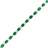 18K Yellow Gold Alternating Emerald and Diamond Bracelet