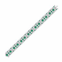 18K White Gold Round Emerald and Diamond Bracelet