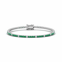 18K White Gold Alternating Emerald and Diamond Tennis Bracelet