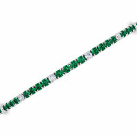 18K White Gold Alternating Emerald and Diamond Tennis Bracelet