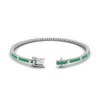18K White Gold Alternating Emerald and Diamond Tennis Bracelet
