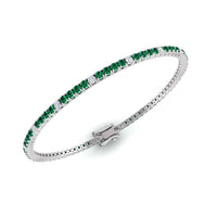 18K White Gold Alternating Emerald and Diamond Tennis Bracelet