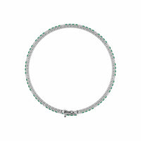 18K White Gold Alternating Emerald and Diamond Tennis Bracelet