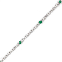 18K White Gold Alternating Emerald and Diamond Bracelet