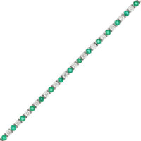 Platinum Alternating Round Emerald and Diamond Tennis Bracelet