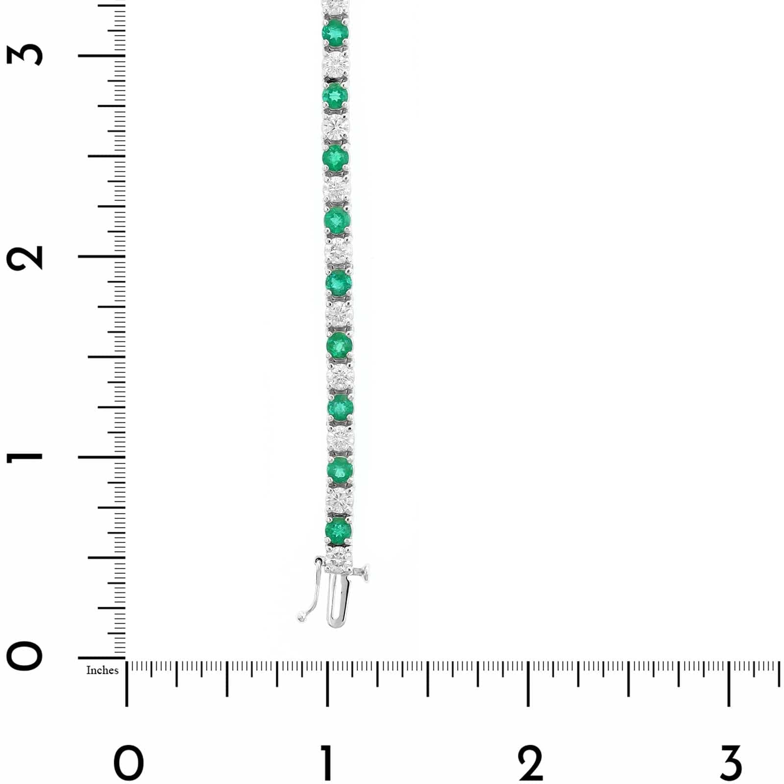 Platinum Alternating Round Emerald and Diamond Tennis Bracelet