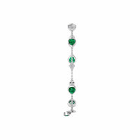 18K White Gold Pear Shaped Emerald and Round Diamond Cluster Bracelet