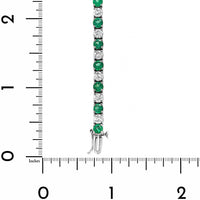 18K White Gold Alternating Round Emerald and Diamond Tennis Bracelet
