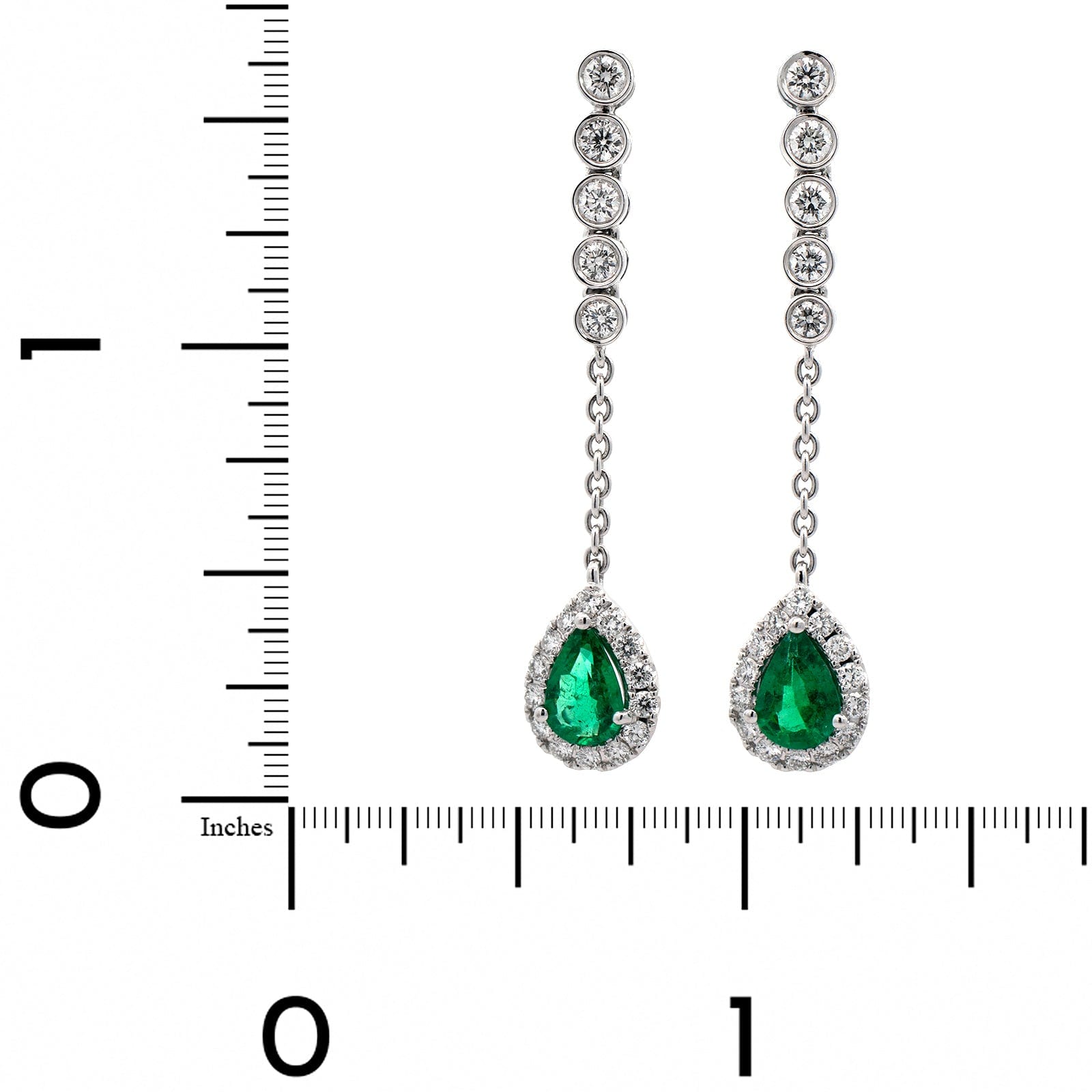18K White Gold Emerald and Diamond Drop Earrings